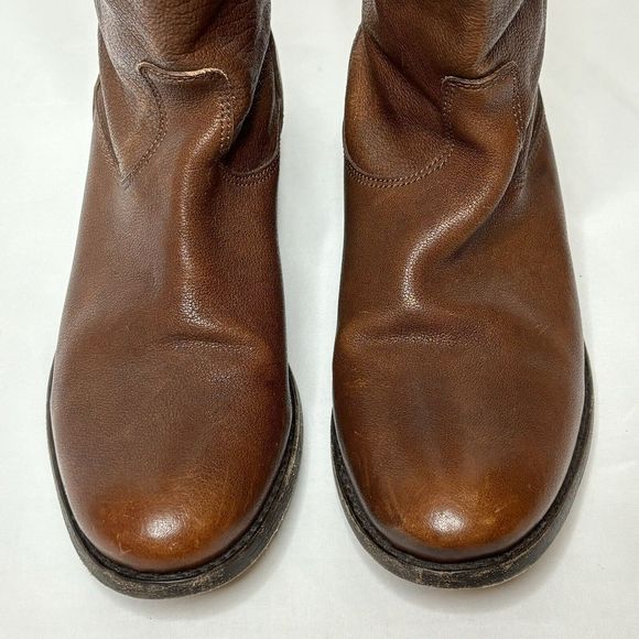 Frye Melissa Riding Moto Boots 6B Brown Leather Button Back Zip Tall Western - Picture 5 of 16